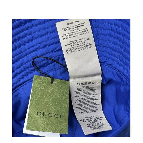 NWT Gucci Brella Cloche Size L 58cm Nylon Bucket Hat Blue Gold GG Marmont $599 main image 8